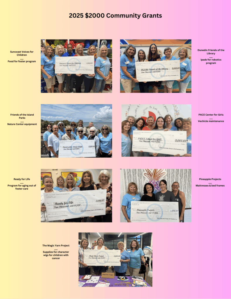 GFWC North Pinellas Woman's Club Grant Recipients for 2025
